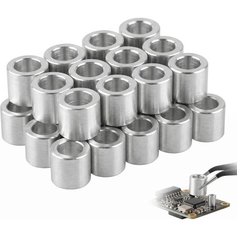 20 Pièces Entretoise Aluminium 5x10x10mm, Douille d'Écartement Ronde pour Vis M5, Entretoises de Fixation pour Bricolage, Modélisme et Impression 3D, Finition Lisse, Argent (1/5)