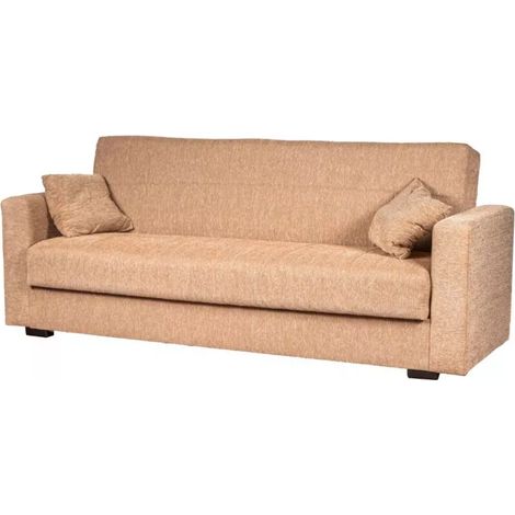 divano letto "nora" 3 posti tessuto beige, 212x80x87 cm (1/4)