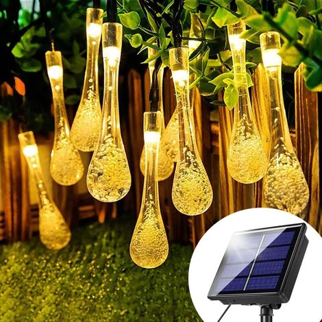 Guirlande Lumineuse Solaire 30 LED, Extérieure et Interieur 6.5 M 8 Modes IP65 Etanche Guinguette pour Jardin Lumière Chaude (1/5)
