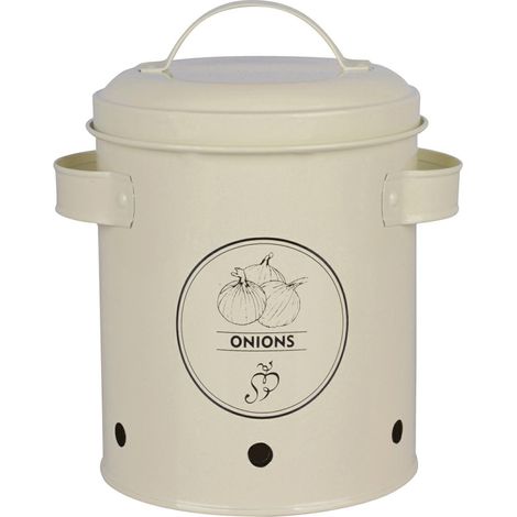 Contenitore vintage per cipolle color crema