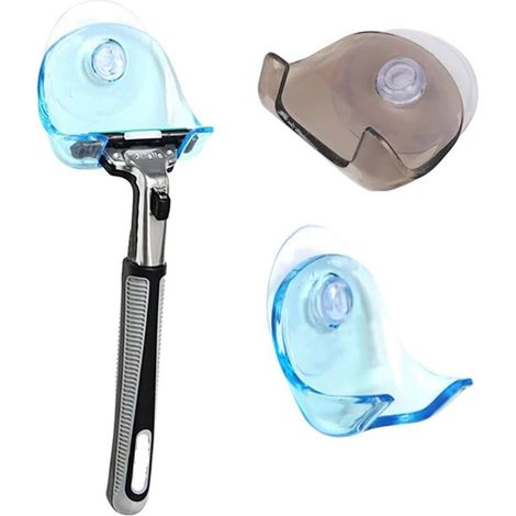 SABIR 2 Pièces Porte Rasoir,Supports pour rasoirs- Lot de 2 Ventouses Rasoir avec Petit Crochet en Plastique - Support Rasoir Salle de Bain Douche— (1/5)