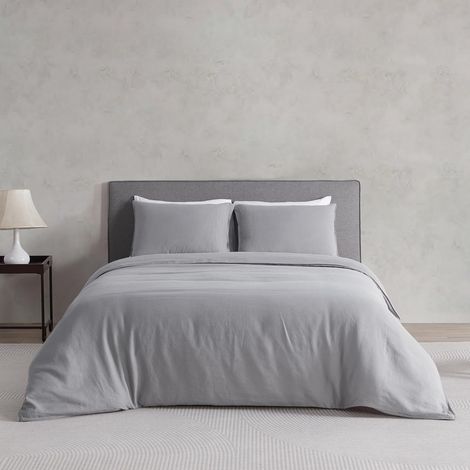 Parure de lit en lin 100 % lin français pur Parure de lit respirante 135 × 200 cm+1 80 x 80 cm avec housse de couette standard, housse de couette délavée avec fermeture (1/5)
