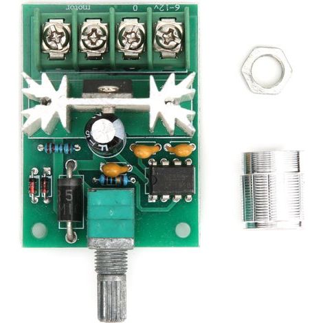 Drehzahlregler für DC-PWM-Motoren mit Drehknopf aus Aluminiumlegierung, 6–12 V DC, 6 A (1/5)