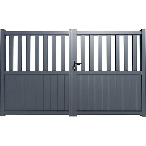 Cancello battente in kit L343 x H140 cm Alluminio traforato Antracite - TARNOS II (1/5)