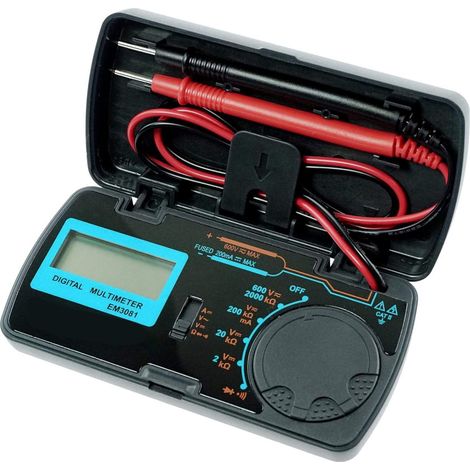Multimètre numérique à portée Manuelle Mini multimètre numérique Pliable à 6 Fonctions 3-1 DMM de Poche à 2 Chiffres Voltmètre DC/AC Ampèremètre DC Ohm Test de diode de continuité (1/5)