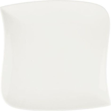 Lot de 6 Assiettes Plates Carrées "Vague" 25cm Blanc (1/2)
