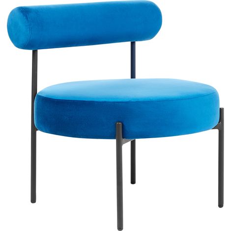 Fauteuil Design Bleu Marine en Velours sans Accoudoirs à Dossier Tube Rembourré Alpha (1/5)