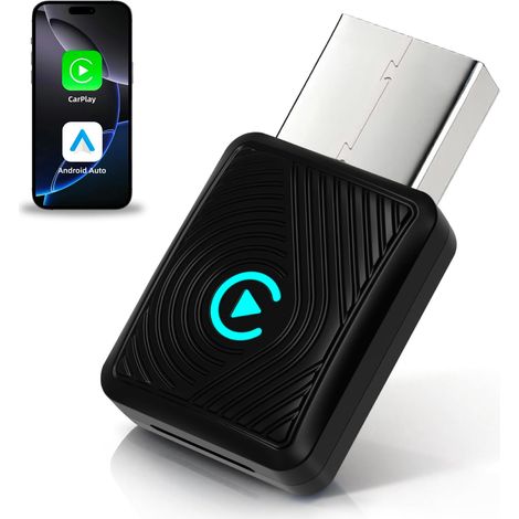 Adaptador inalámbrico 2 en 1: mini USB a inalámbrico, conectar y usar, conexión rápida, compatible con iPhone iOS 10, Android 11 y vehículos a partir de 2016. (1/5)