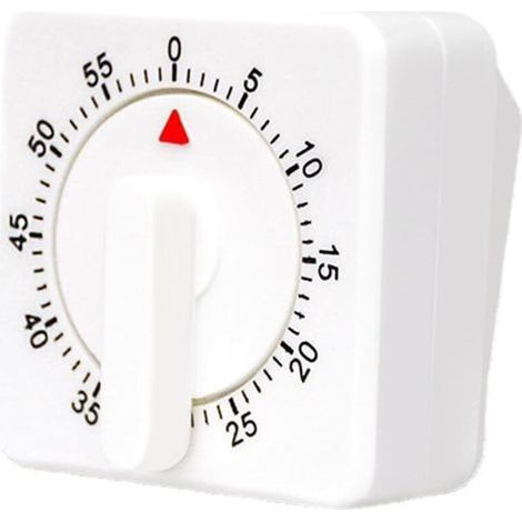 Ulisem 60-Minute Mechanical Kitchen Clock, White Square Visual Timer with Loud Alarm - White (1/4)