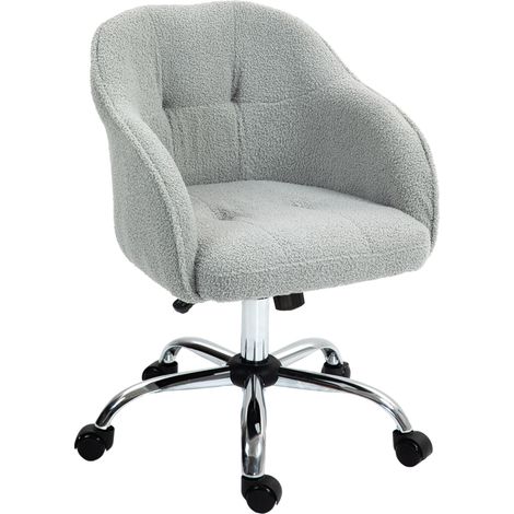 Chaise de bureau à domicile, chaise ergonomique de bureau avec fonction basculante, Teddy Velvet Look 56 x 61 x 86 cm Gris (1/5)