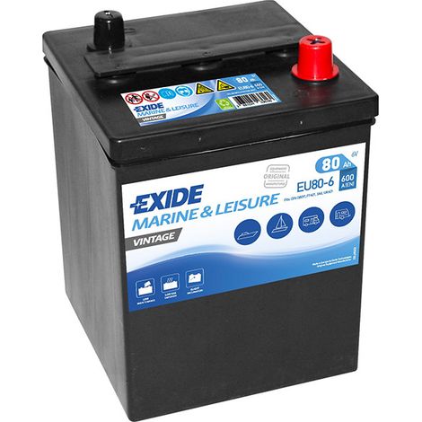 Exide – Batterie voiture 6V 80Ah 600A – EU806 – Démarrage rapide pour VL et camionnette – Longueur 158mm, Hauteur 220mm