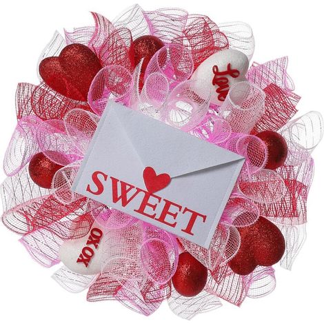 Couronne de Saint-Valentin artificielle de 40 cm pour porte d'entrée, centre de table de mariage, couronne artificielle de Saint-Valentin (1/4)