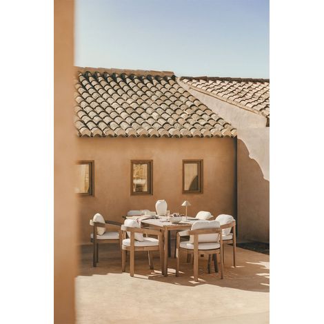 Set tavolo rettangolare 180x90 cm in legno di acacia Kaela e 6 sedie da giardino in legno di acacia Uleno SKLUM             (1/5)