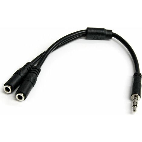 Adaptador de Auriculares con Micrófono Mini-Jack 3,5mm 4 pines a Conectores Separados de Auriculares y de Micrófono - M a 2xH (1/5)