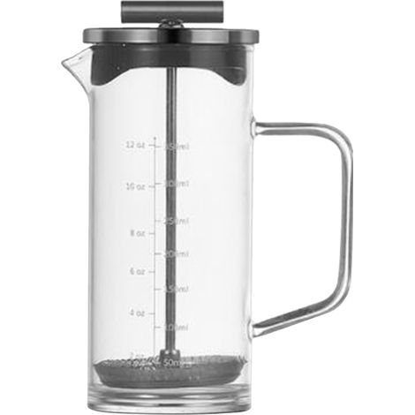 Cafetera francesa (350 ml) con filtro de acero inoxidable de alta densidad, pistón de vidrio de borosilicato y base gruesa. (1/5)