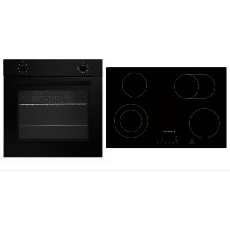 Backofen Herd Matt Schwarz Kochfeld Glaskeramik 77cm autark rahmenlos Respekta (1/5)
