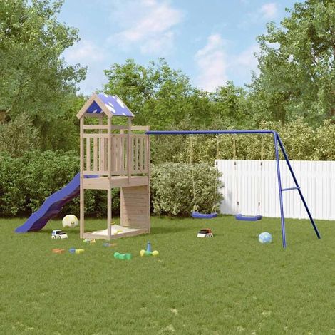 Aire de jeux extérieure : Aire de jeux d'extérieur bois de pin imprégné jeu extérieur enfant, aire de jeu jardin, balançoire enfant , pour jardin, usage domestique , enfant 3-8 ans (1/5)