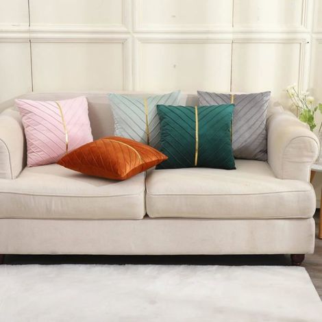 Housse de coussin décorative en velours la Saint-Valentin, housse de coussin moderne et luxueuse pour canapé capitonné,cuir doré (1/4)