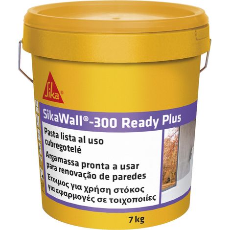 SikaWall-300 Ready Plus, Masilla acrylica lista para usar para puenteo de fisuras y pequeñas reparaciones, Blanca, 7 kg (1/5)