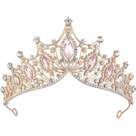 Corona dorata da donna, corona da principessa con cristalli, fascia per capelli da regina con strass, accessorio per capelli da sposa, festa di compleanno, concorso di bellezza, festa per adulti