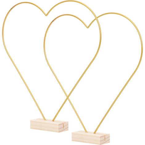 Couronne florale en forme de cœur, compatible avec la décoration (lot de 2) et dotée d'anneaux de base en bois. (1/5)