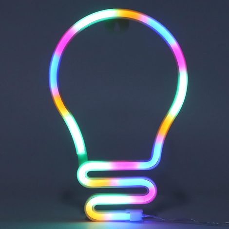 MINKUROW Led Luz De Neón Forma De Bombilla Luz De Neón Colorido Letrero Led Para House Party Navidad Boda Usb / Batería Para Home Party Dormitorio (1/5)