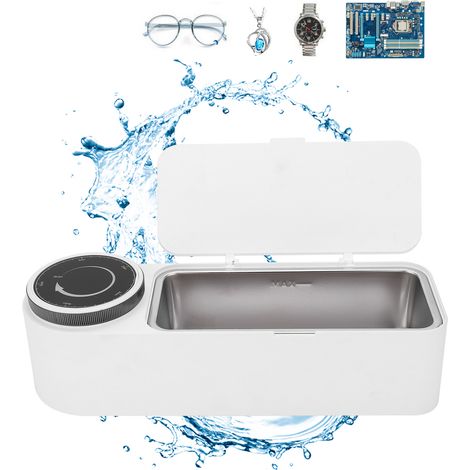 MK-188 Blanc 650ml Mini Nettoyeur à ultrasons haute fréquence pour montres, prothèses dentaires, téléphones portables, cartes mères, lunettes et bijoux (Norme européenne AC220-240V) (1/5)
