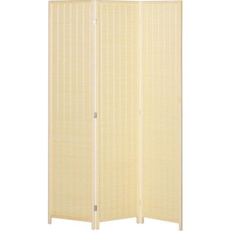 Paravent Séparateur de Pièce AoSenYunZhou Cloison Amovible 3 Panneaux Pliable en Bois de Sapin et Bambou 135x180 cm (1/5)