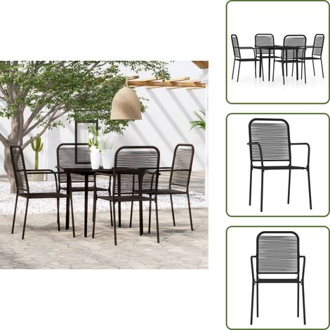 Mobili da esterno - vidaXL Set Mobili da Pranzo per Giardino 5 pz Nero - Tavolo in vetro temperato
