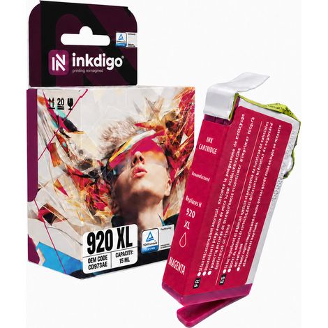Inchiostro Inkdigo 920XL compatibile con HP OfficeJet 6000 6500APlus 7500A 6500, certificato TÜV. (1/5)