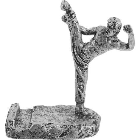 Support pour téléphone portable, objet décoratif, objet de collection, statue en résine, ornement de kung-fu, pose de coup de pied, support de bureau, convient aux bureaux. (1/5)