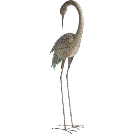 Statuetta decorativa in ferro a forma di gru da giardino marrone Beyla