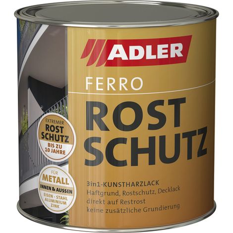 Adler Ferro Rostschutzfarbe für Metall 3in1 - Grundierung, Rostschutz und Decklack - direkt auf Restrost anwendbar, in Oxidrot 375ml (1/5)