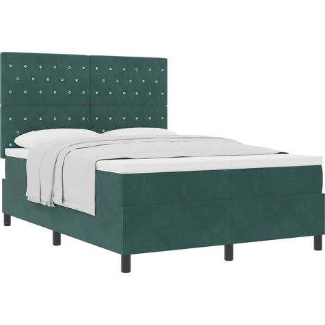Maison Exclusive - Letto a molle con materasso Verde Scuro 140 x 190 cm Velluto