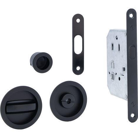 Kit puerta corredera picaporte condena uñeros negro 16mm (1/4)