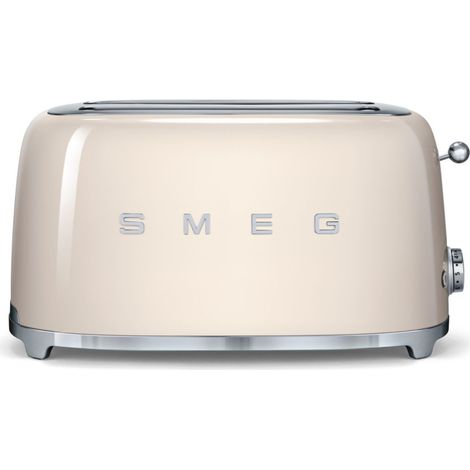 Smeg – Grille-pain 4 tranches TSF02CREU – Puissance 1500W – Fentes extra-larges pour bagels – Acier inoxydable crème rétro