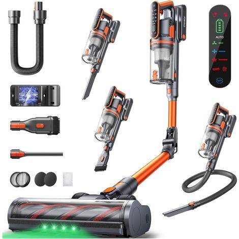Aspirateur Balai sans Fil, 55kPa/650W/70Min Aspirateur sans Fil Puissant avec Tube Pliable Parfumé Mode Automatique Tuyau Extensible 1m pour Poils d'animaux, Tapis, Sols Durs et Voiture (1/5)