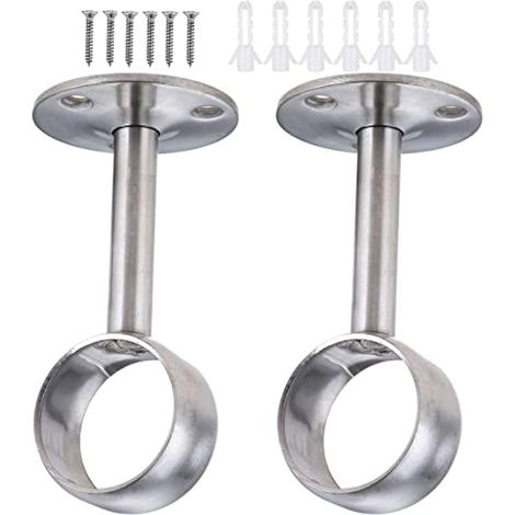 32mm Supports de tringles à Rideaux, Support de Bride de Douille en Acier Inoxydable, Accrocher Le Tige de penderie Robuste avec vis, pour Salle de Bain, Cuisine, Armoire (1/4)