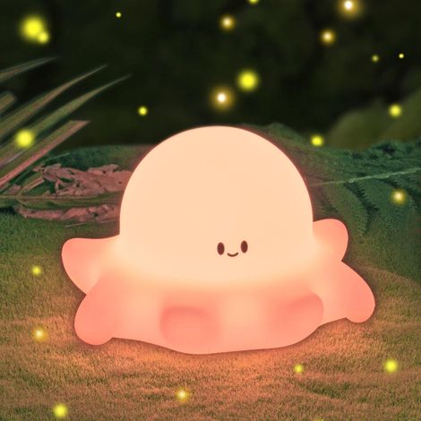 Veilleuse bébé silicone Octopus,lampe de nuit enfant 3 modes luminosité,veilleuse anti-peur avec minuteur 30 min,lampe de chevet USB rechargeable pour enfants (1/5)