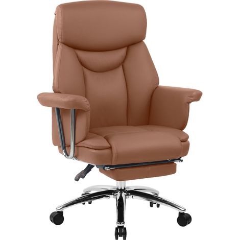 Sedia da ufficio Dahra in vera pelle marrone