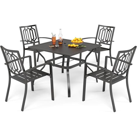 PHIVILLA Gartentisch und Stühle 4er Set Terrassentisch Stühle Metall Outdoor Bistro Gartenmöbel Sets Wetterfest (Stil 4) (1/5)