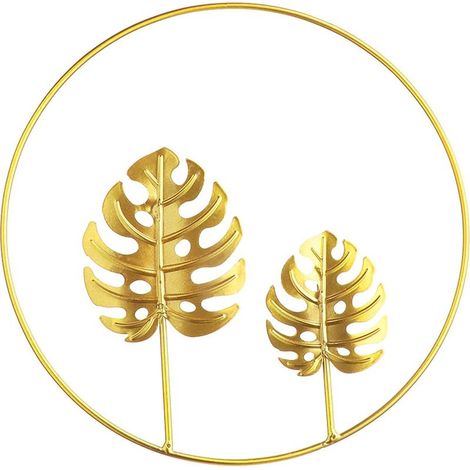 Sculpture murale en métal et fer, motif gui et feuilles, idéale pour la décoration de la maison, du bureau, du salon ou de l'hôtel. (1/2)