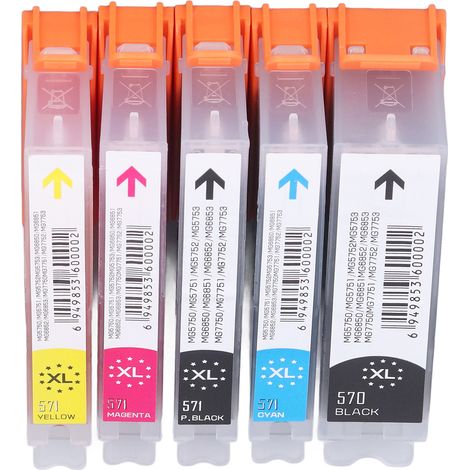 Cartouches d'encre rechargeables PP haute capacité pour PIXMA MG5750 MG5751 MG5752 MG5753 MG6850 MG6851 (1/5)