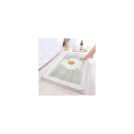 Tappetino da bagno verde, in microfibra ultra morbida, 40x60 cm, altamente assorbente, lavabile in lavatrice, antiscivolo. - Crezuo