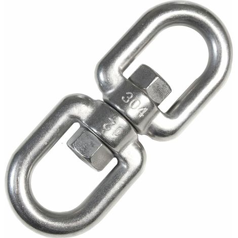 Support pivotant en acier inoxydable, dimensions 10x125mm, avec 2 anneaux pivotants en acier inoxydable, pour la suspension de sièges, capacité de charge maximale 420kg. (1/4)