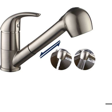 Robinet de cuisine avec douchette extractible – 60 cm – Bec pivotant 120° – 2 jets au choix (1/4)