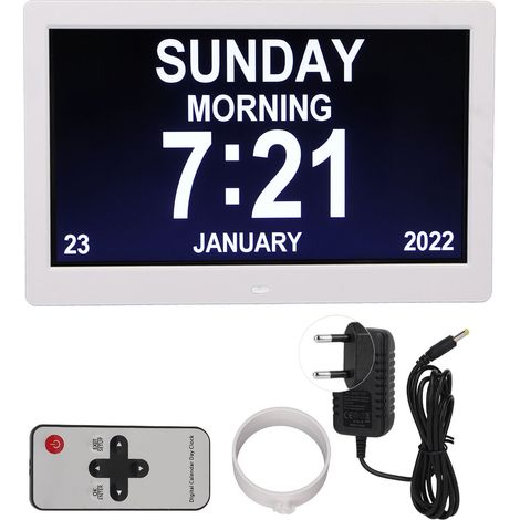 Cadre Photo Numérique 10 Pouces, Horloge Alarme avec Télécommande, Écran LCD 1024x600, Alimentation 100‑240V, Prise UE pour Maison (1/5)