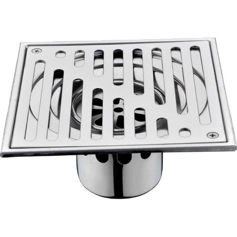 Grille de sol en inox 150×150 mm – Siphon de balcon et salle de bain, grande capacité, anti-odeurs et anti-obstruction, style bambou (1/4)