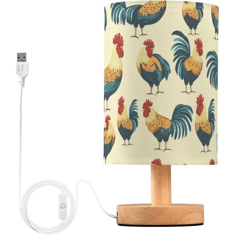 Kcldeci Lampe de chevet motif coq pour chambre à coucher, ferme (1/5)