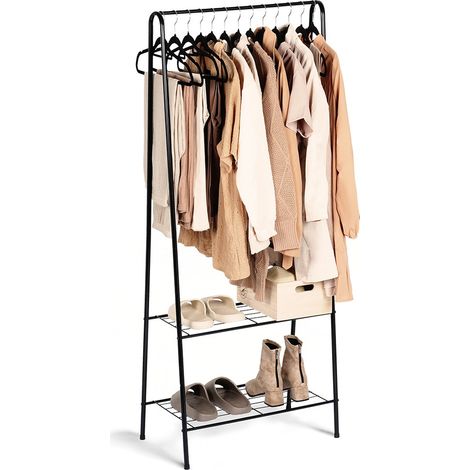 Portant à vêtements sur pied, en métal noir, 153 cm (1/5)